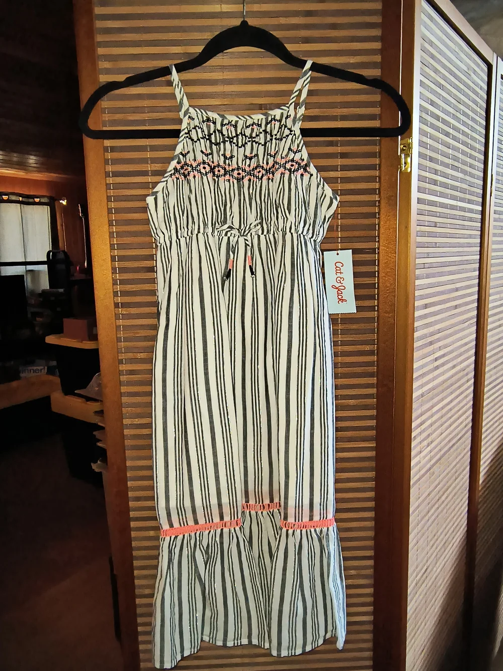 Cat & Jack Striped Halter Maxi Dress with Pink Trim